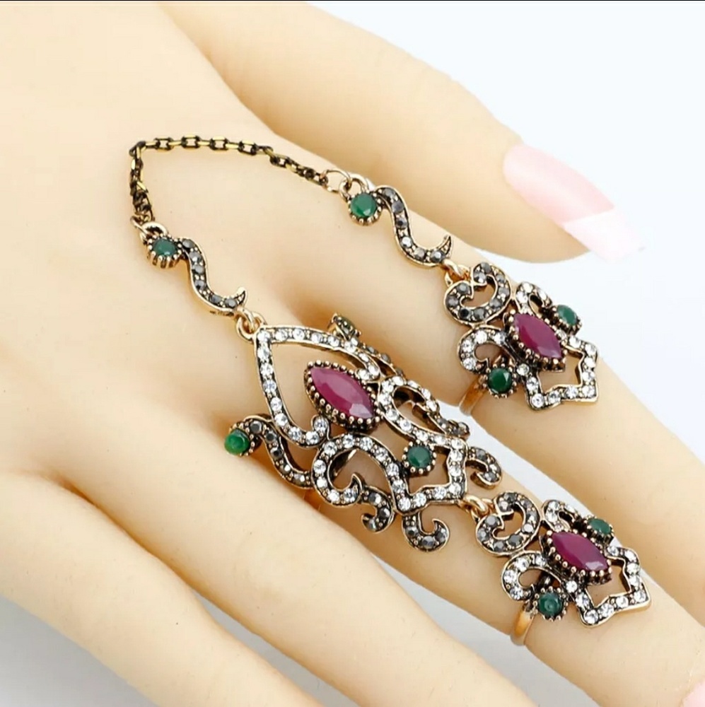 Arabic Ring Set- Ruby n Emerald